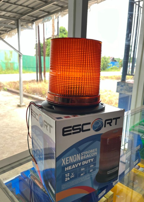 Lampu rotari Xenon Strobe Beacon Escort 12V/24V heavy-duty dijual di Toko Mining General Spare Part untuk kebutuhan safety tambang.